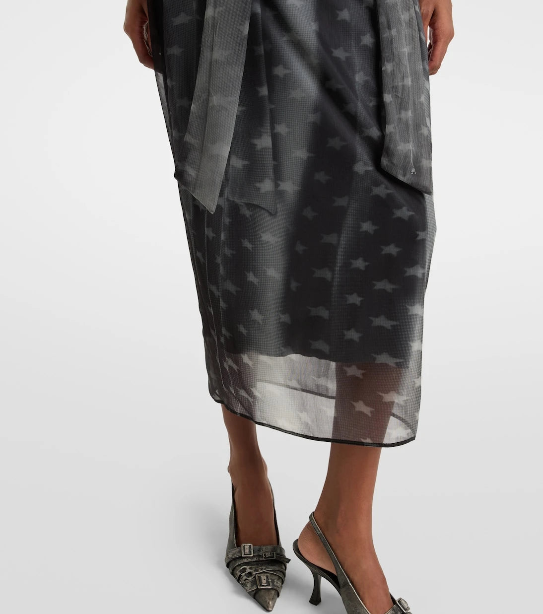 Acne Studios - Draped printed sheer jersey midi dress