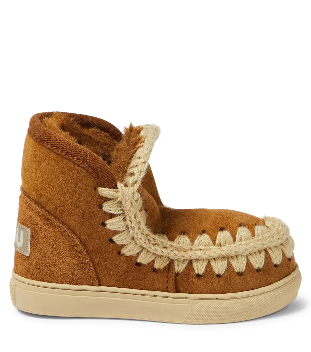 Mou Kids - Embroidered shearling-lined suede sneakers