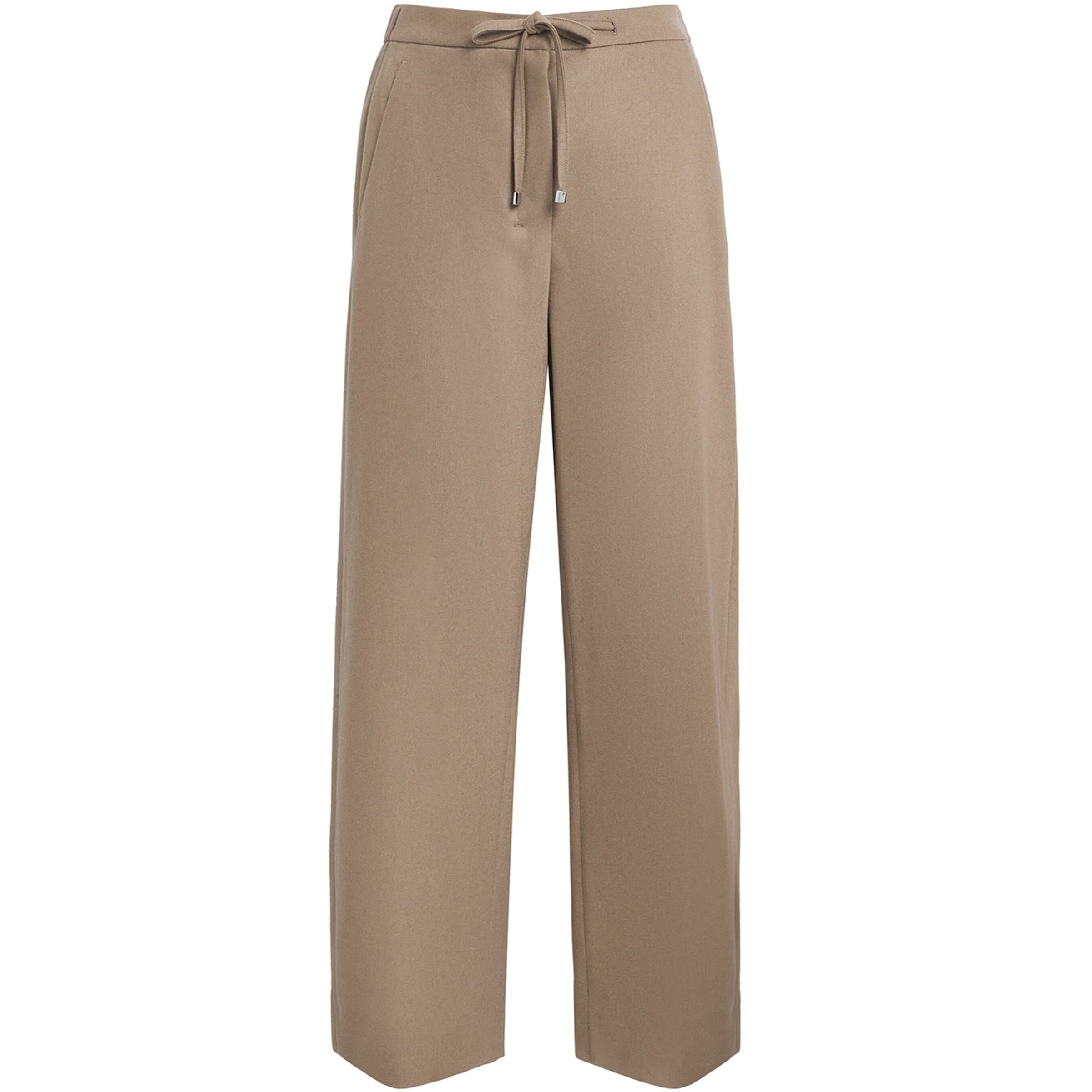 Beige Stretch-Wool Drawstring Trousers
