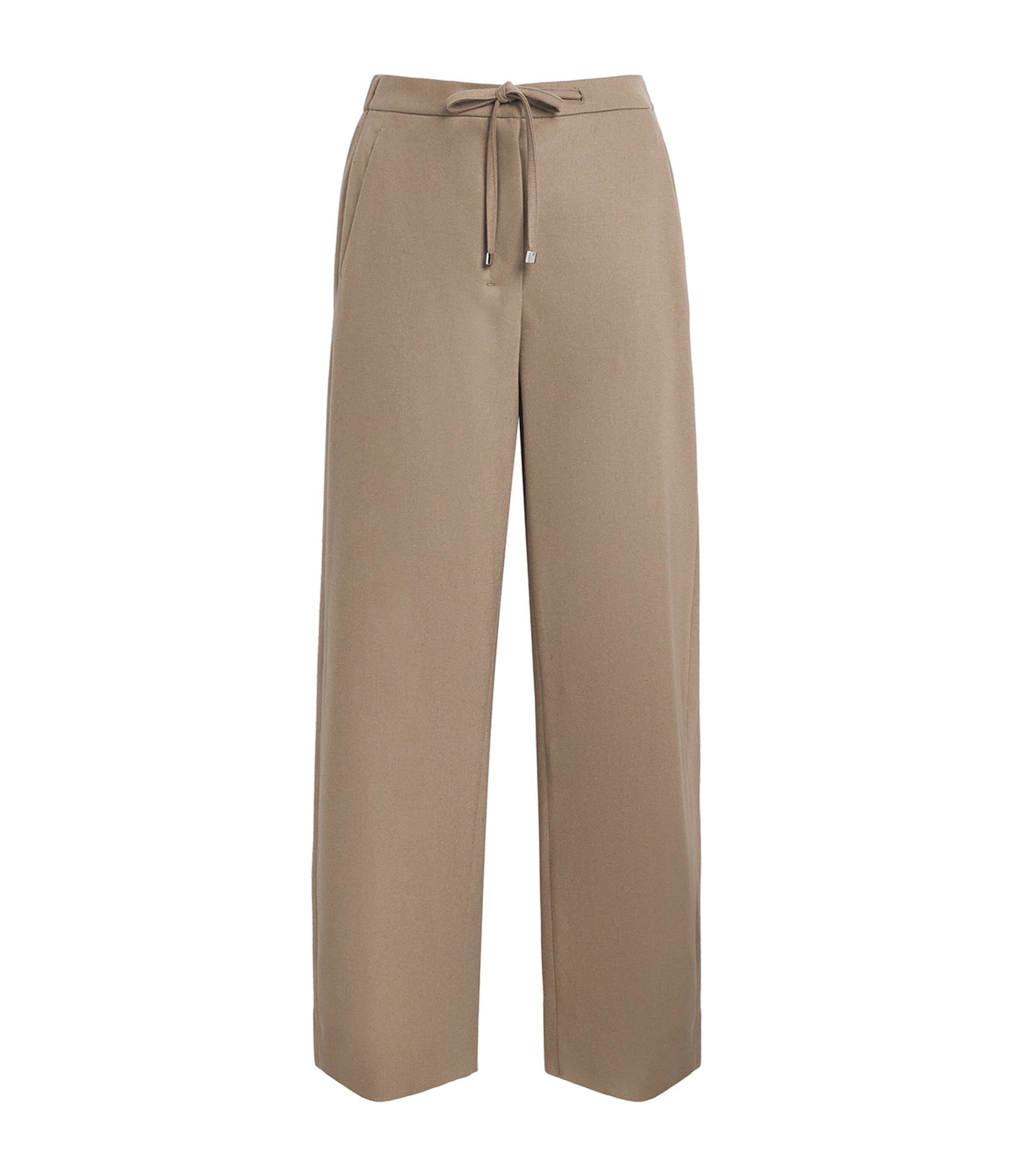 Beige Stretch-Wool Drawstring Trousers