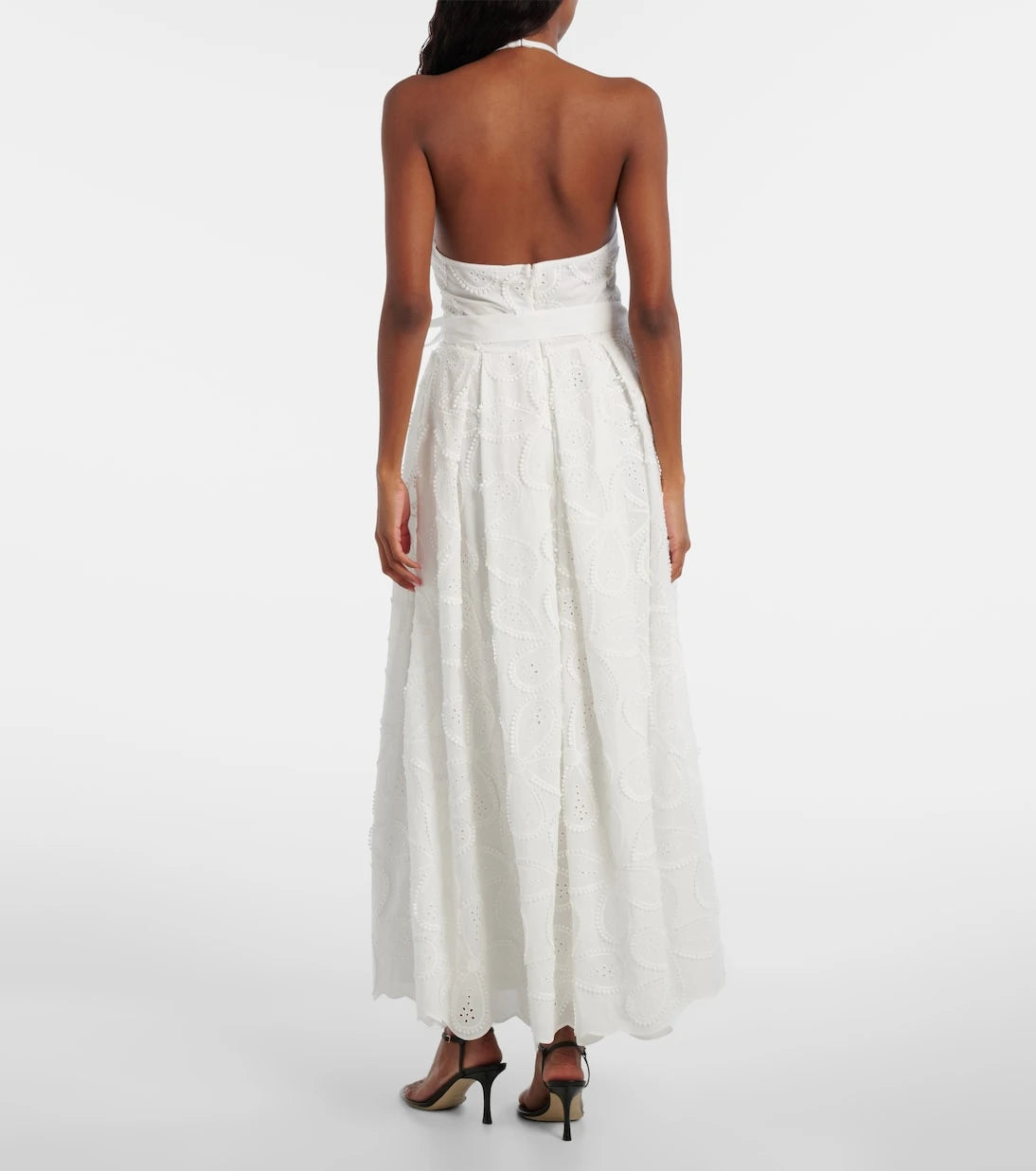 Elie Saab - Embroidered belted cotton-blend midi dress