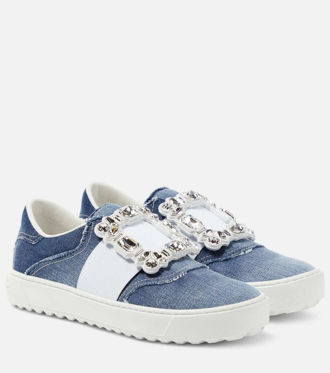 Roger Vivier - Very Vivier fringed denim sneakers