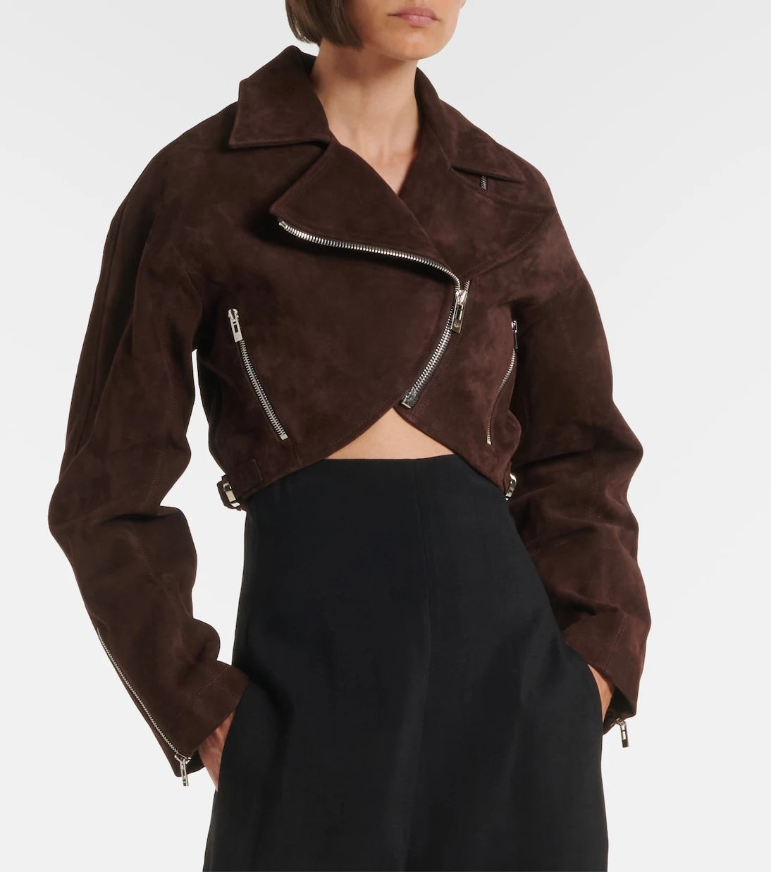 Alaïa - Cropped suede biker jacket