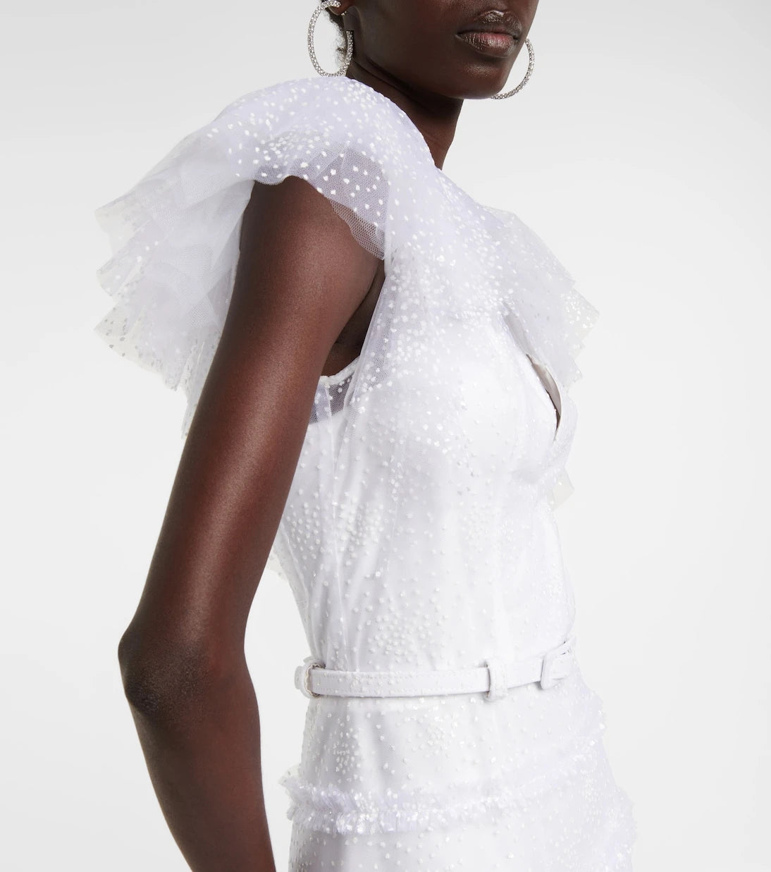 Costarellos - Myra ruffled glitter tulle gown