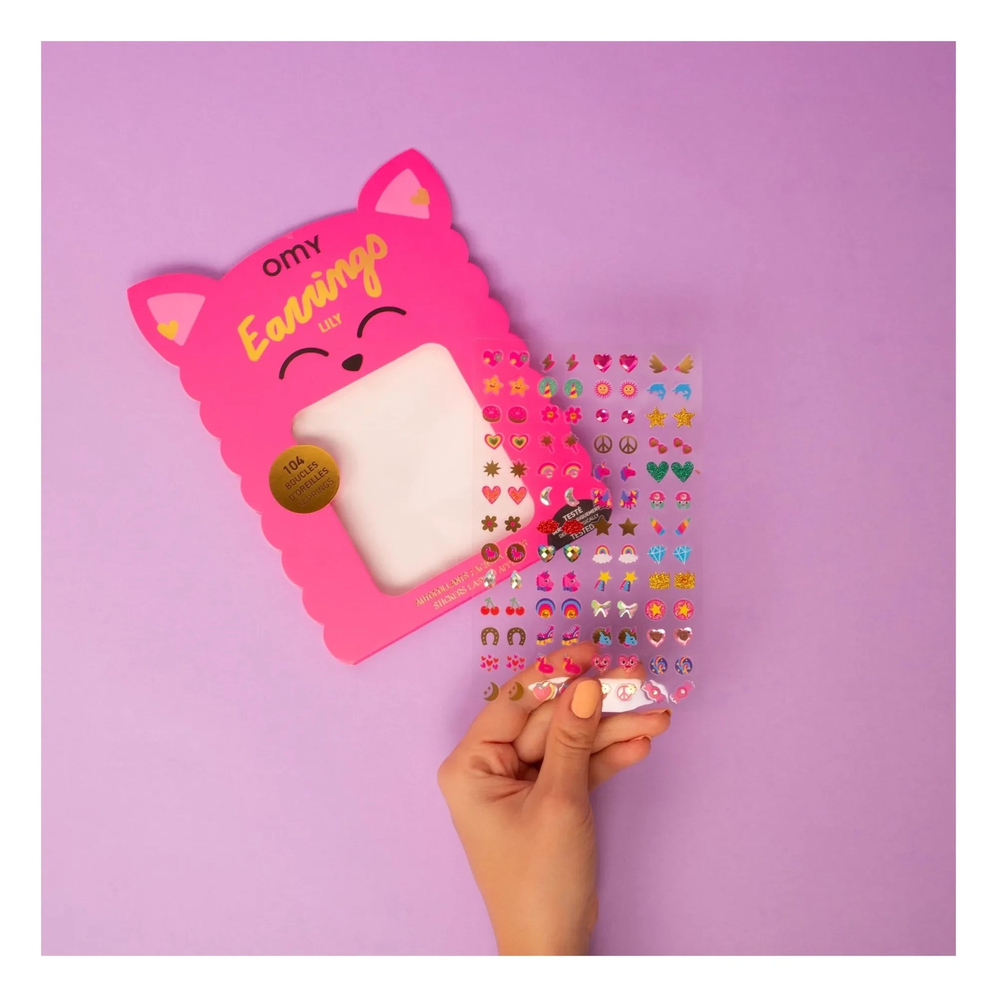 Omy - Lily self-adhesive earrings | Pink