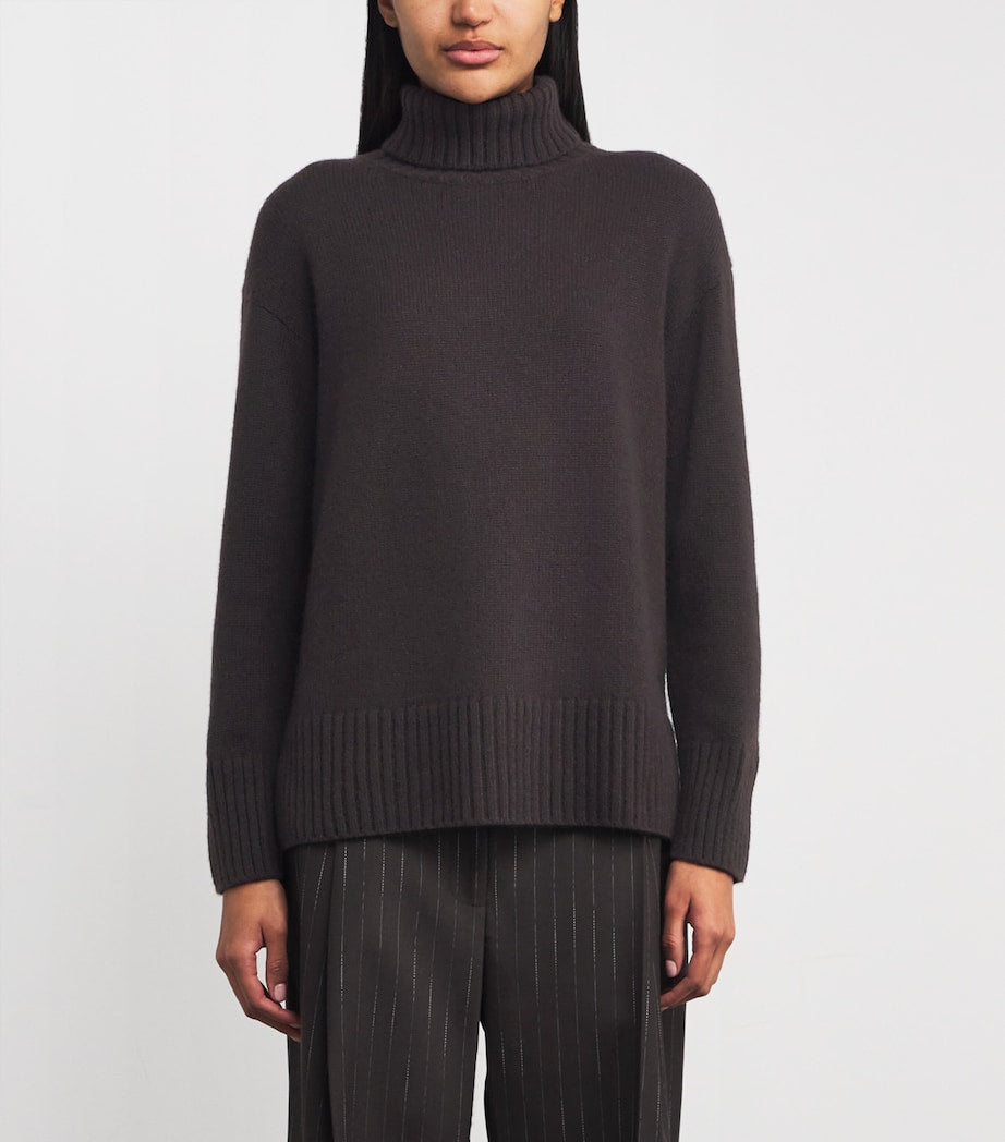 Brown Cashmere Rollneck Sweater