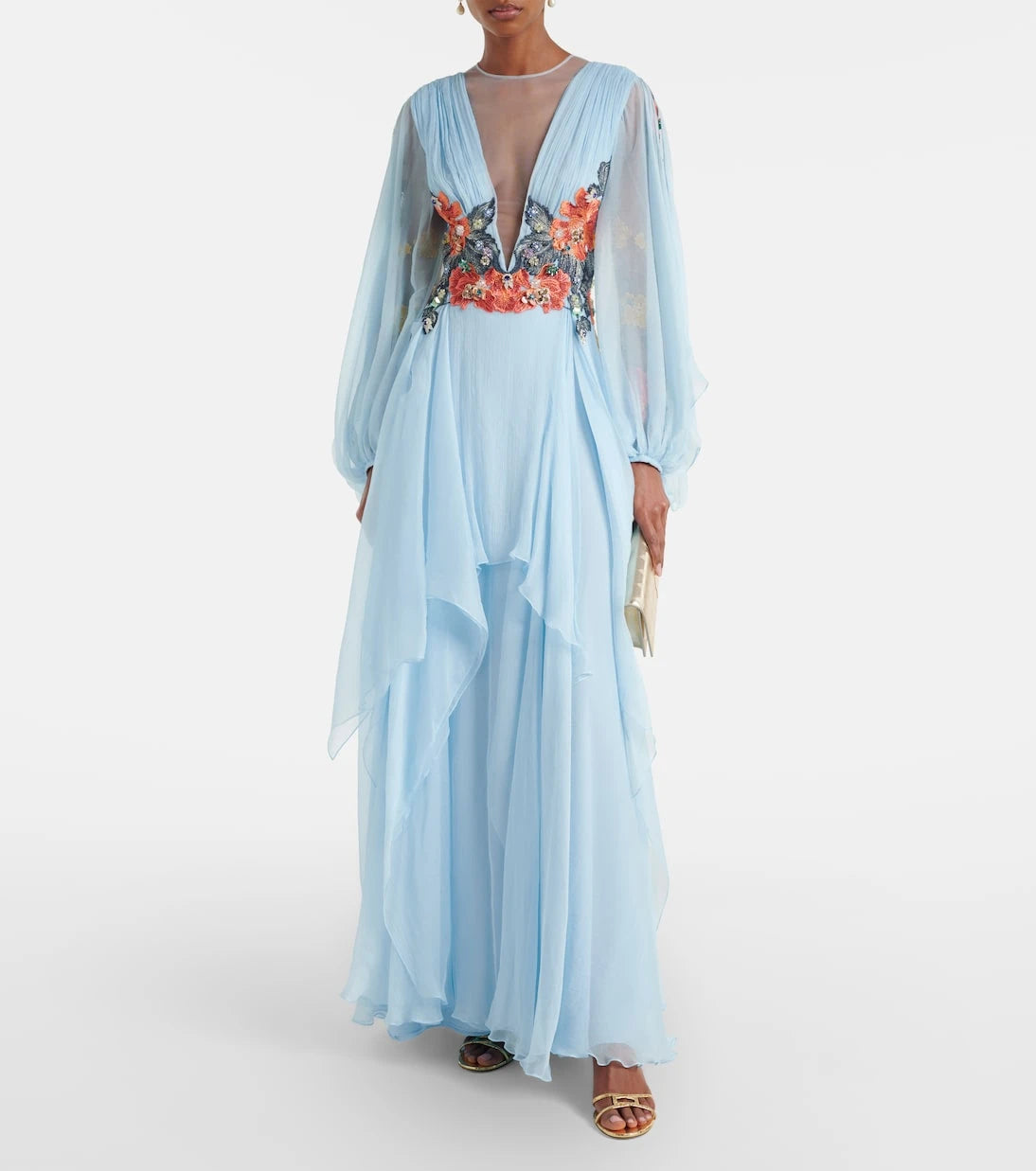 Costarellos - Floral silk gown