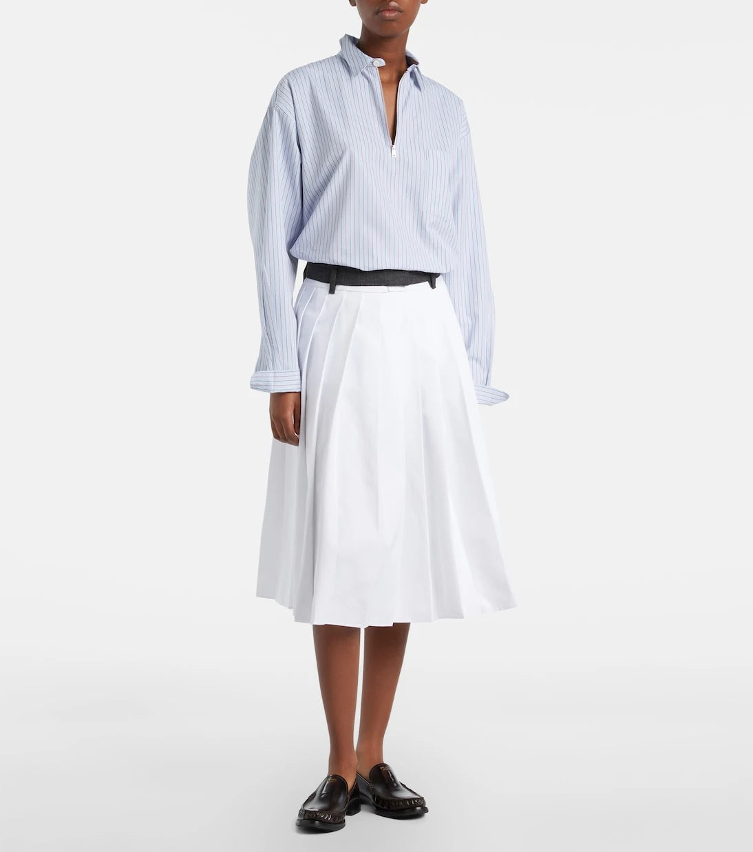 Prada - Chevron striped oversized cotton shirt