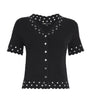 Maje Black Scalloped Eyelet Cardigan