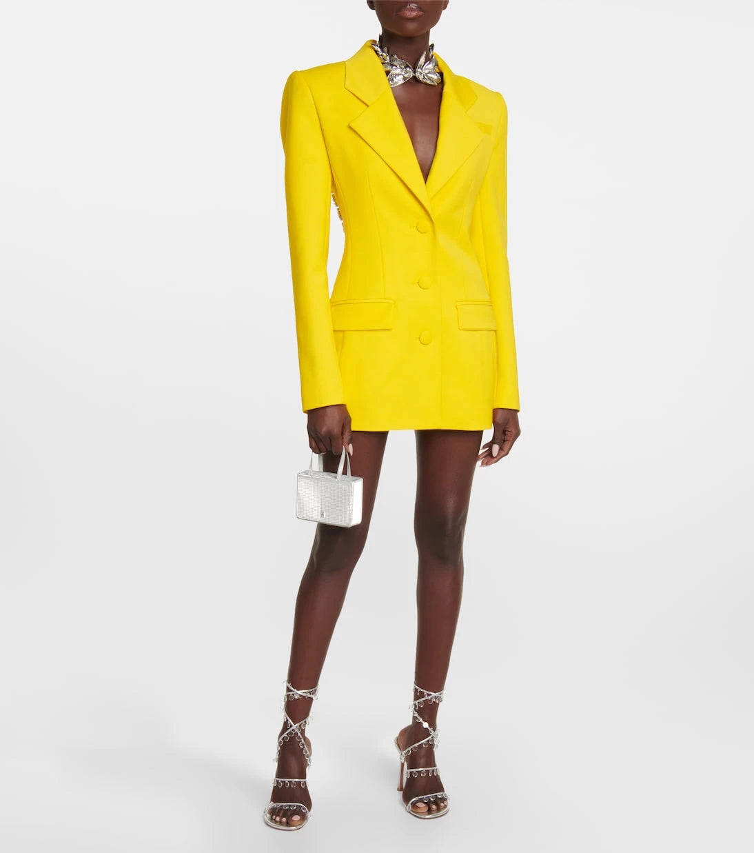 Area - Embellished wool blazer minidress