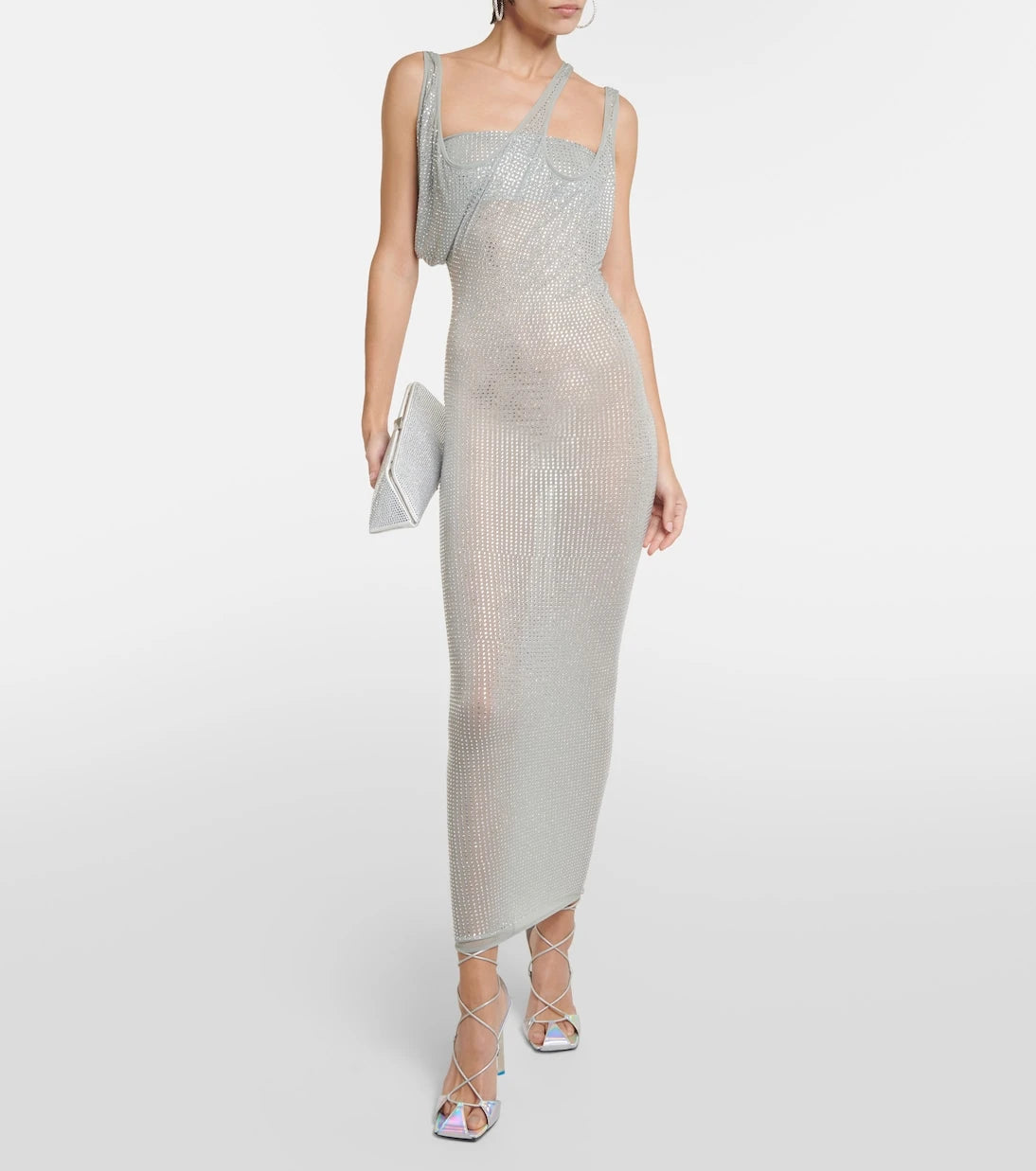 The Attico - Embellished jersey midi dress