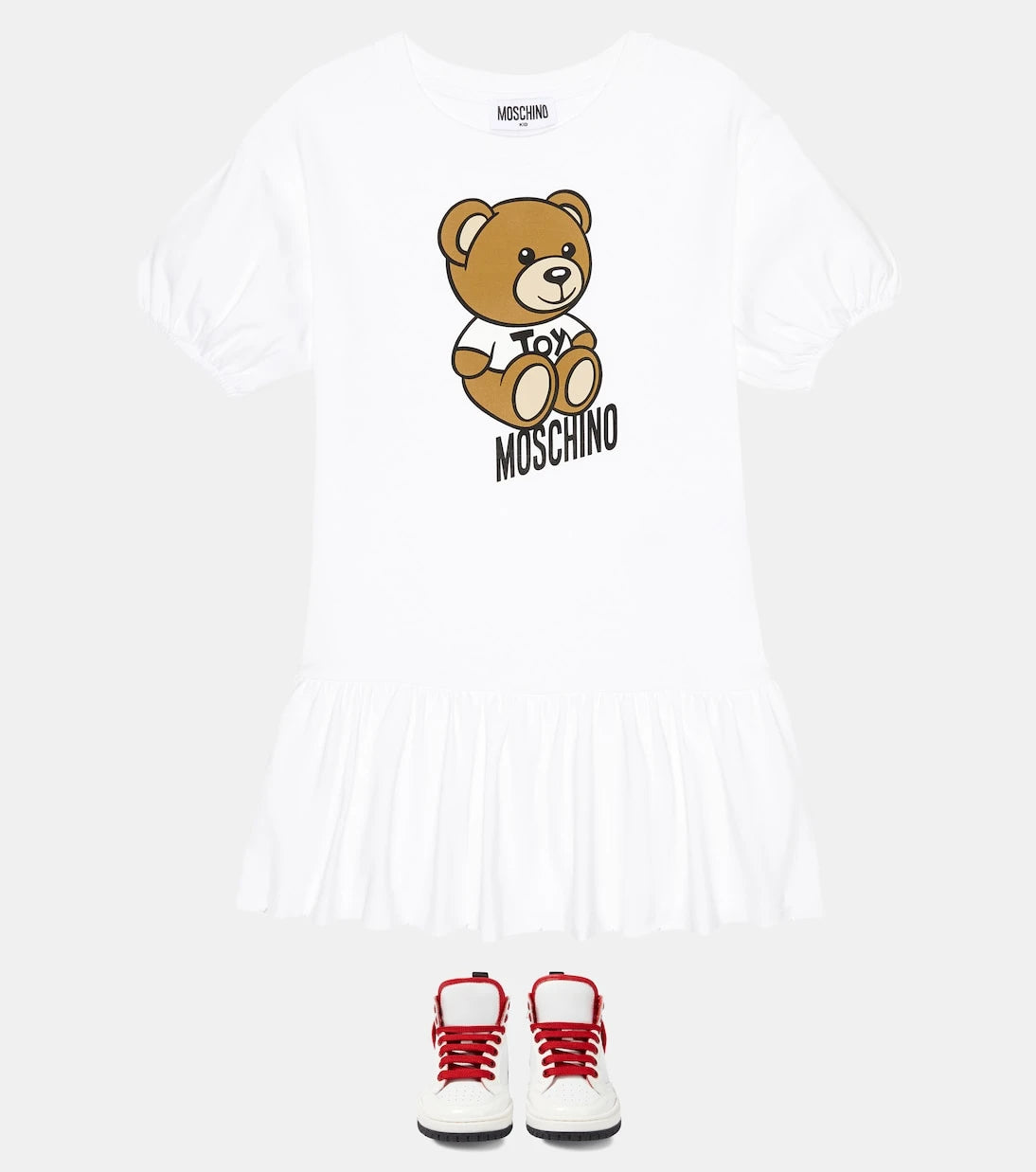 Moschino Kids - أحذية رياضية جلدية عالية الكاحل