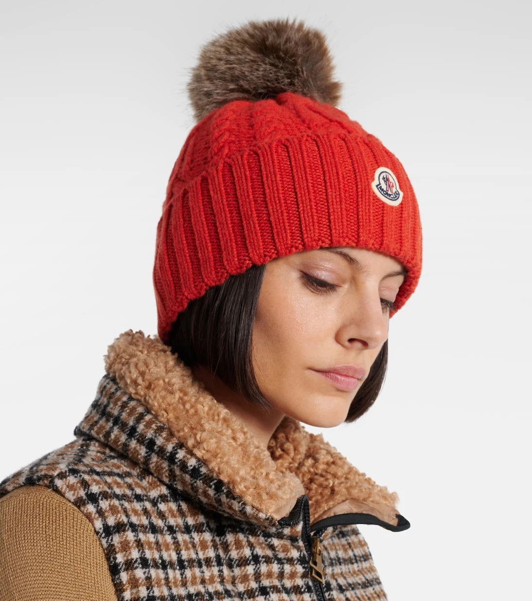 Moncler - Cable-knit cashmere and wool-blend beanie
