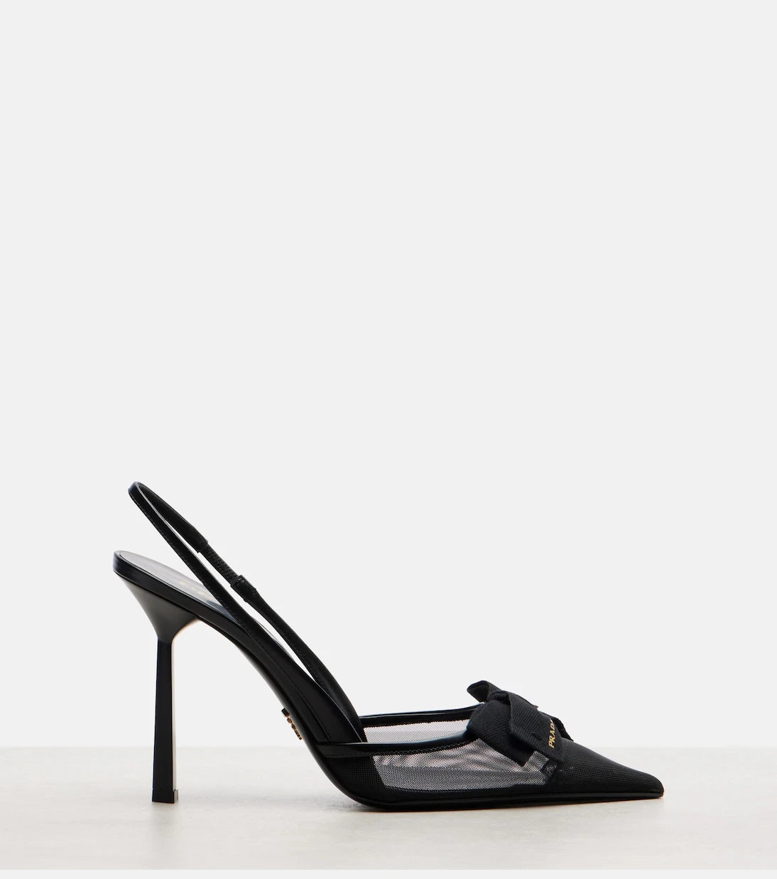 Prada - 100 leather-trimmed mesh slingback pumps