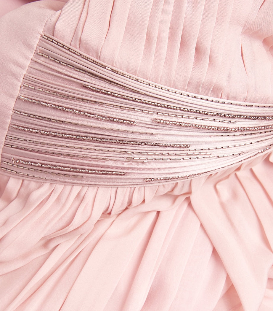 Gaurav Gupta Pink Silk Chiffon Cape Roz Gown