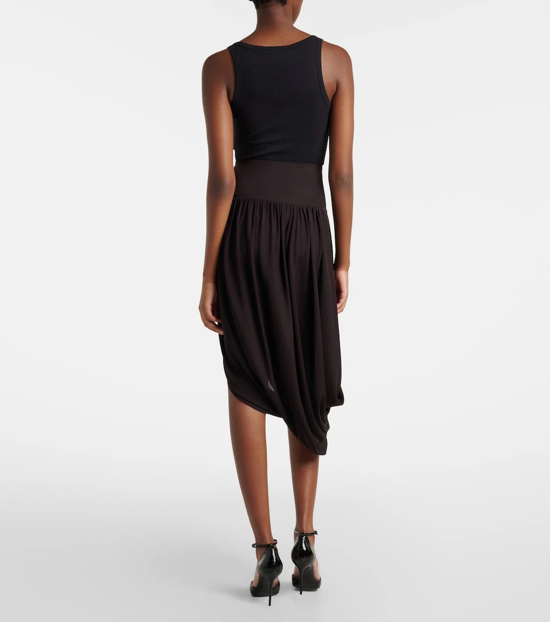 Alaïa - تنورة متوسطة الطول من الجيرسيه الملتوي غير المتماثل