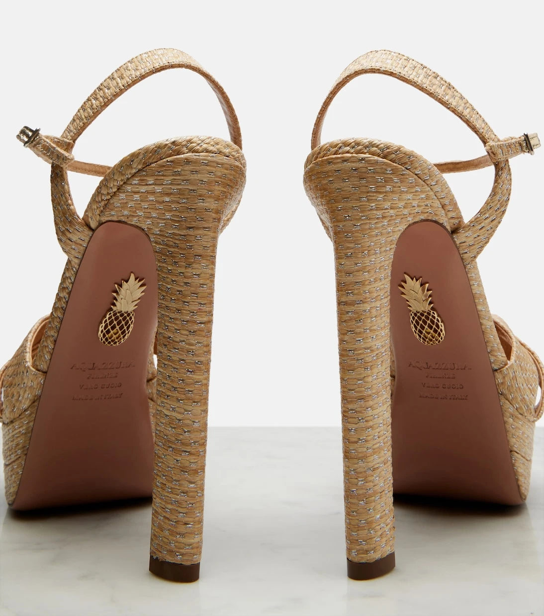 Aquazzura - صندل Nina platform من الرافيا