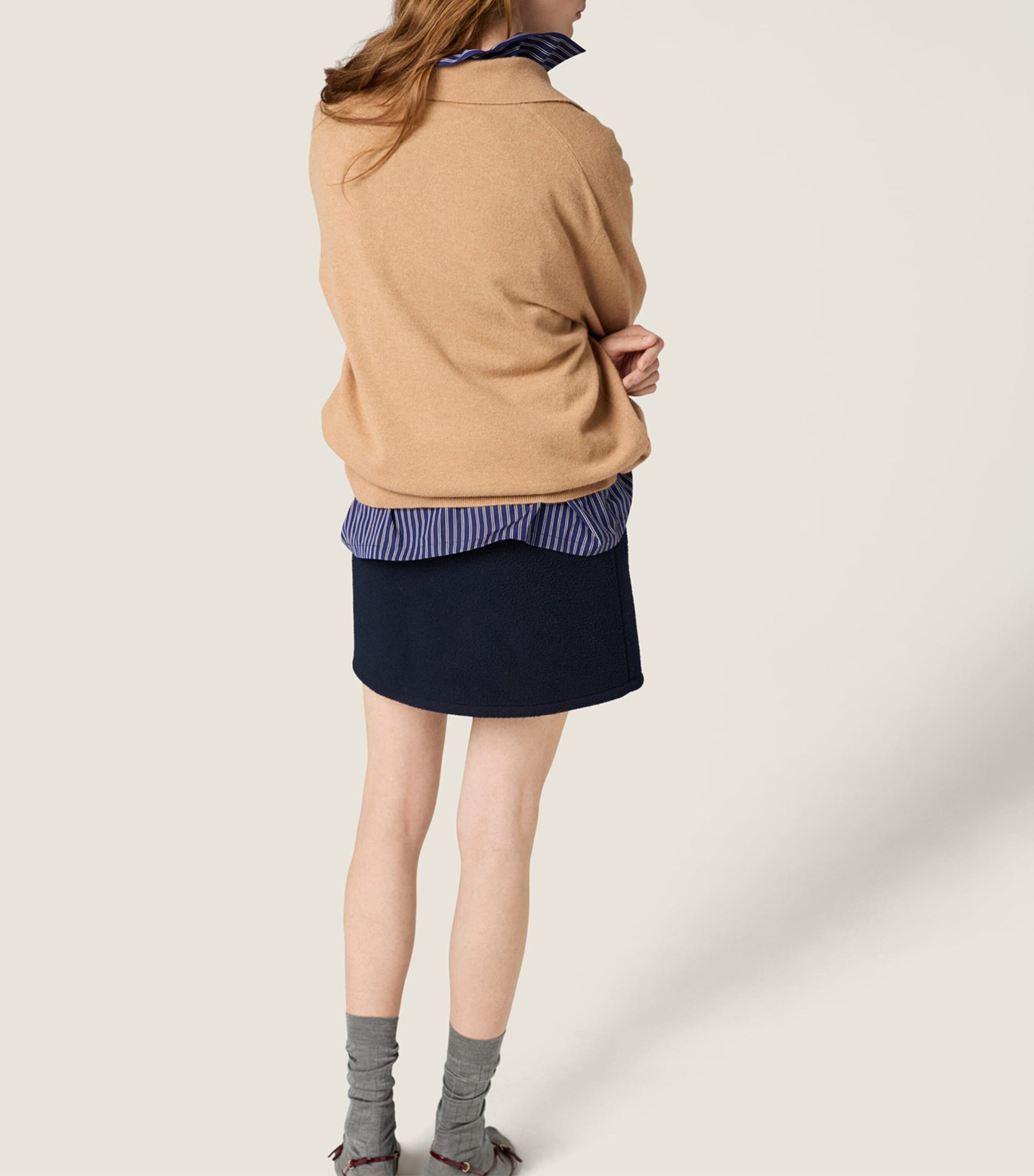 Brown Cashmere Argyle Polo Sweater