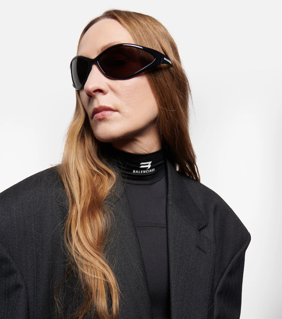 Balenciaga - نظارة شمسية بيضاوية من التسعينيات