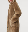 AllSaints Brown Shearling Reversible Serra Coat
