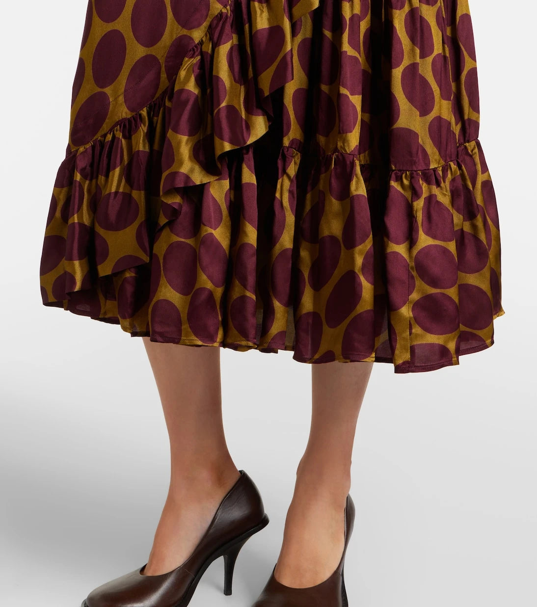 Dries Van Noten - Polka-dot satin wrap dress
