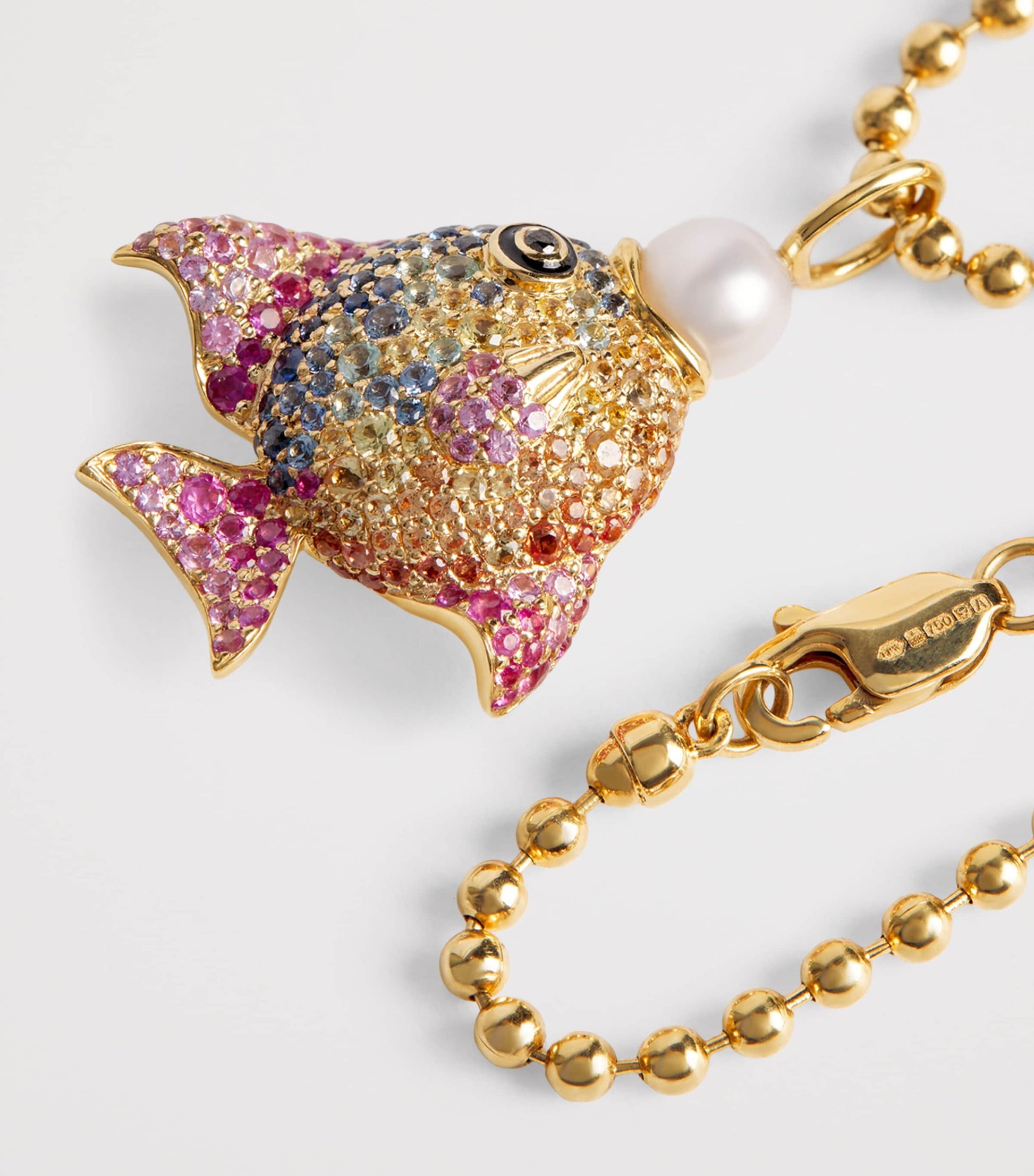 Emily P. Wheeler Yellow Gold and Mixed Gemstone Rainbow Fish Necklace