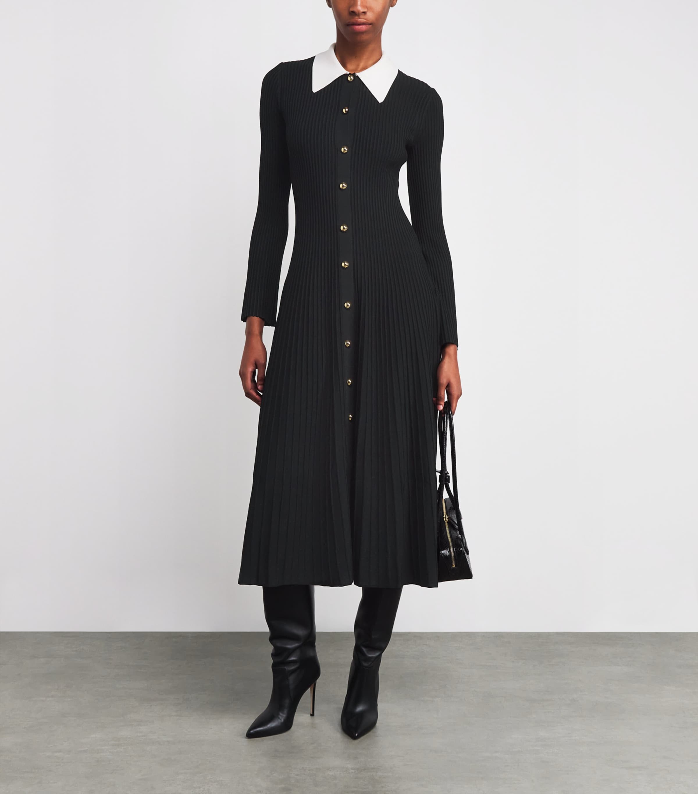 Simkhai Black Ribbed Phillipa Midi Dress