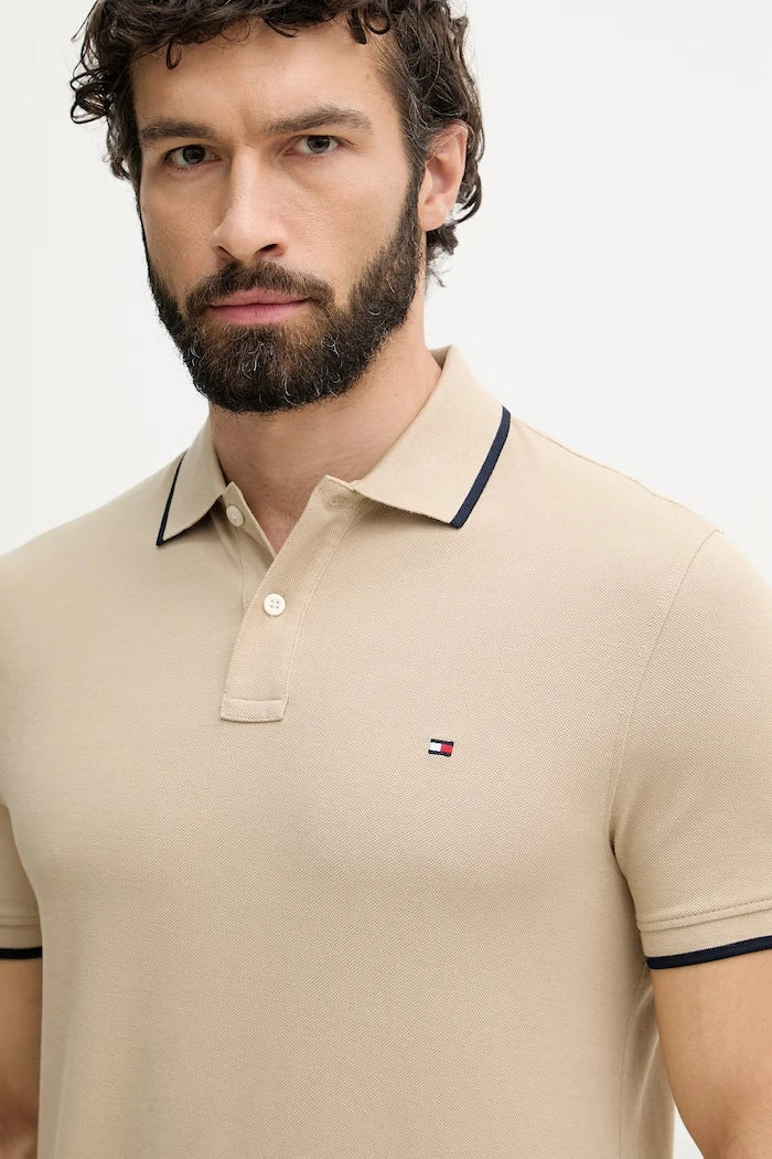 Tommy Hilfiger тениска с яка мъжка от памук
