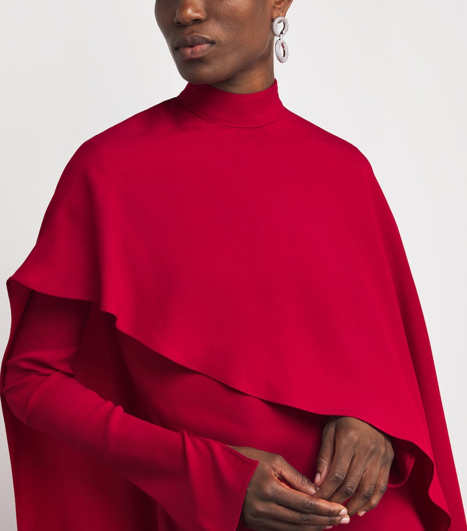 Red Crepe Cady Carrington Maxi Dress