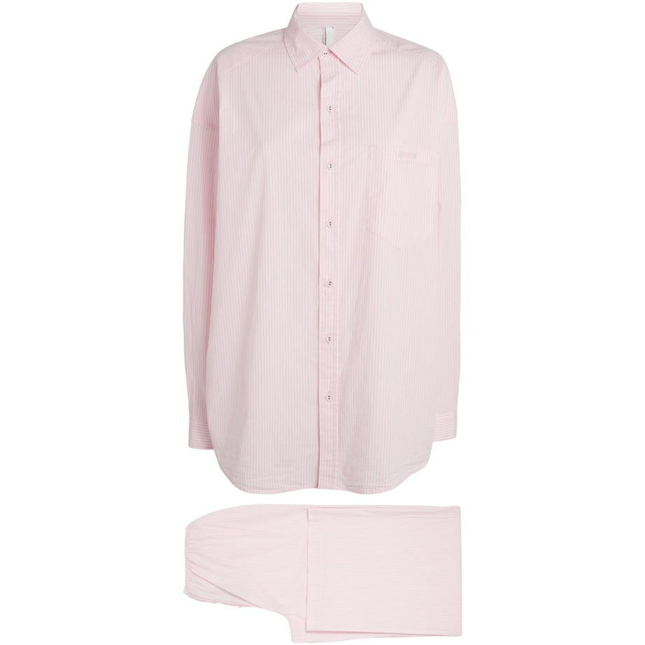 Pink Stretch-Cotton Stripe Pyjama Set