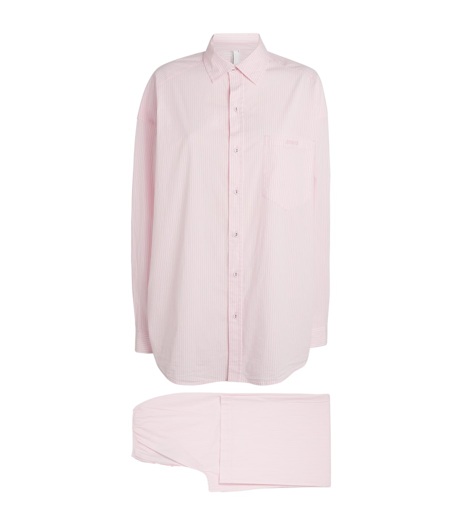 Pink Stretch-Cotton Stripe Pyjama Set