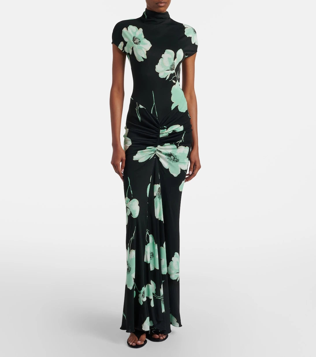 Alaïa - Floral ruched jersey maxi dress
