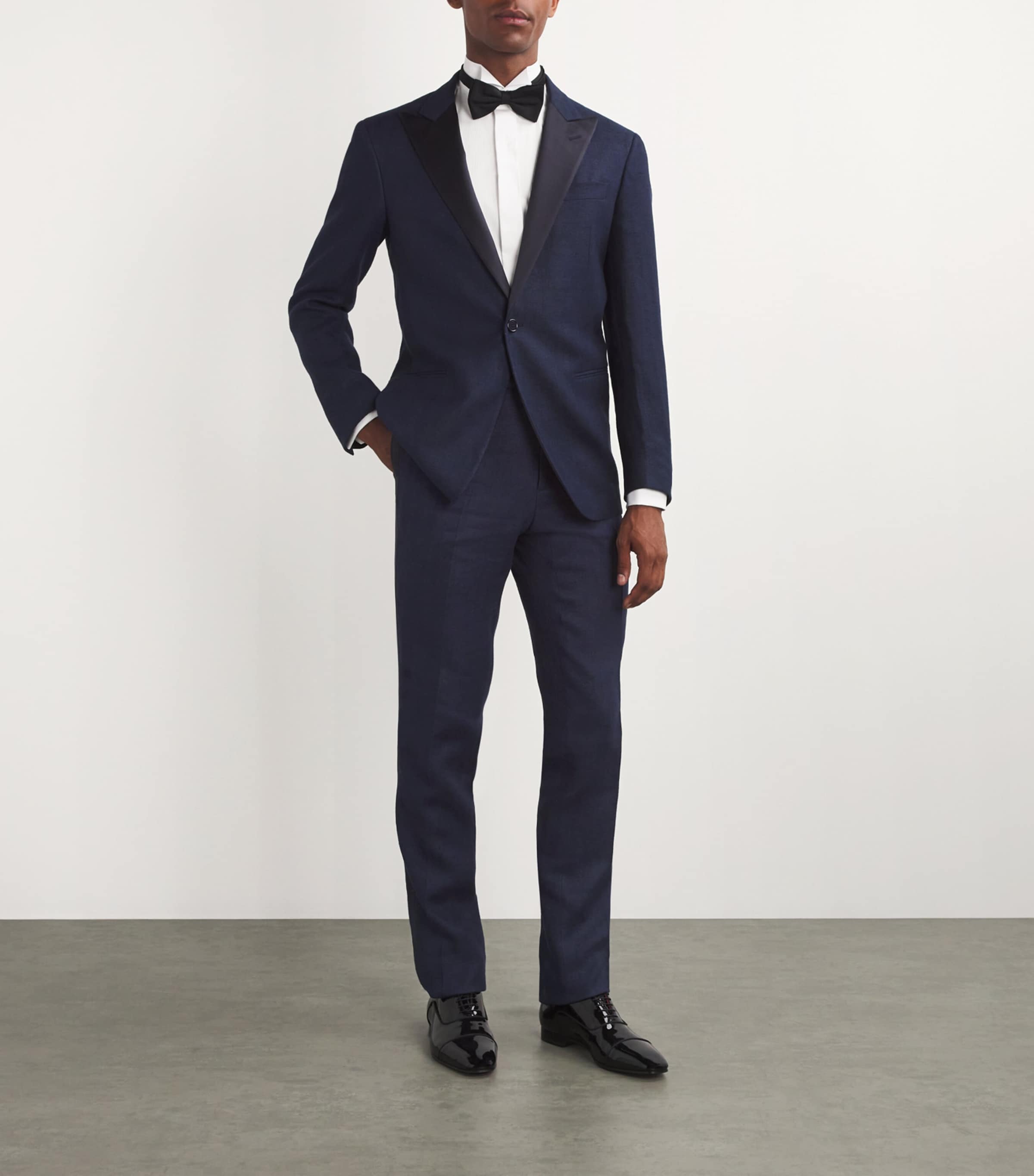 Navy Linen Tuxedo Jacket