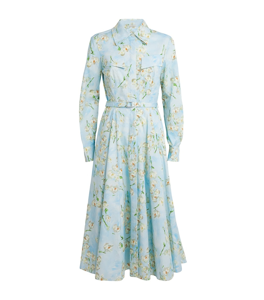 Cotton Floral Emmalyna Midi Dress LITTLE LILLIES BLUE