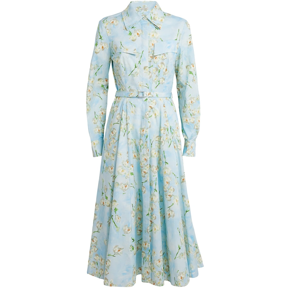Cotton Floral Emmalyna Midi Dress LITTLE LILLIES BLUE