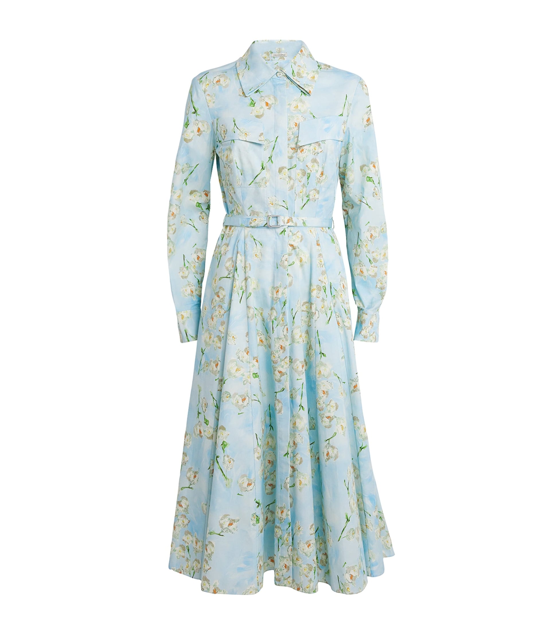 Emilia Wickstead Blue Cotton Floral Emmalyna Midi Dress