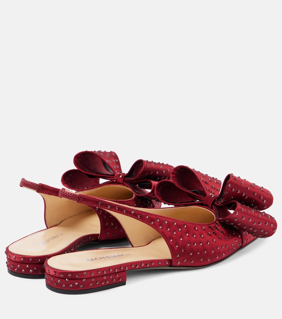 Mach & Mach - Le Cadeau embellished satin slingback flats