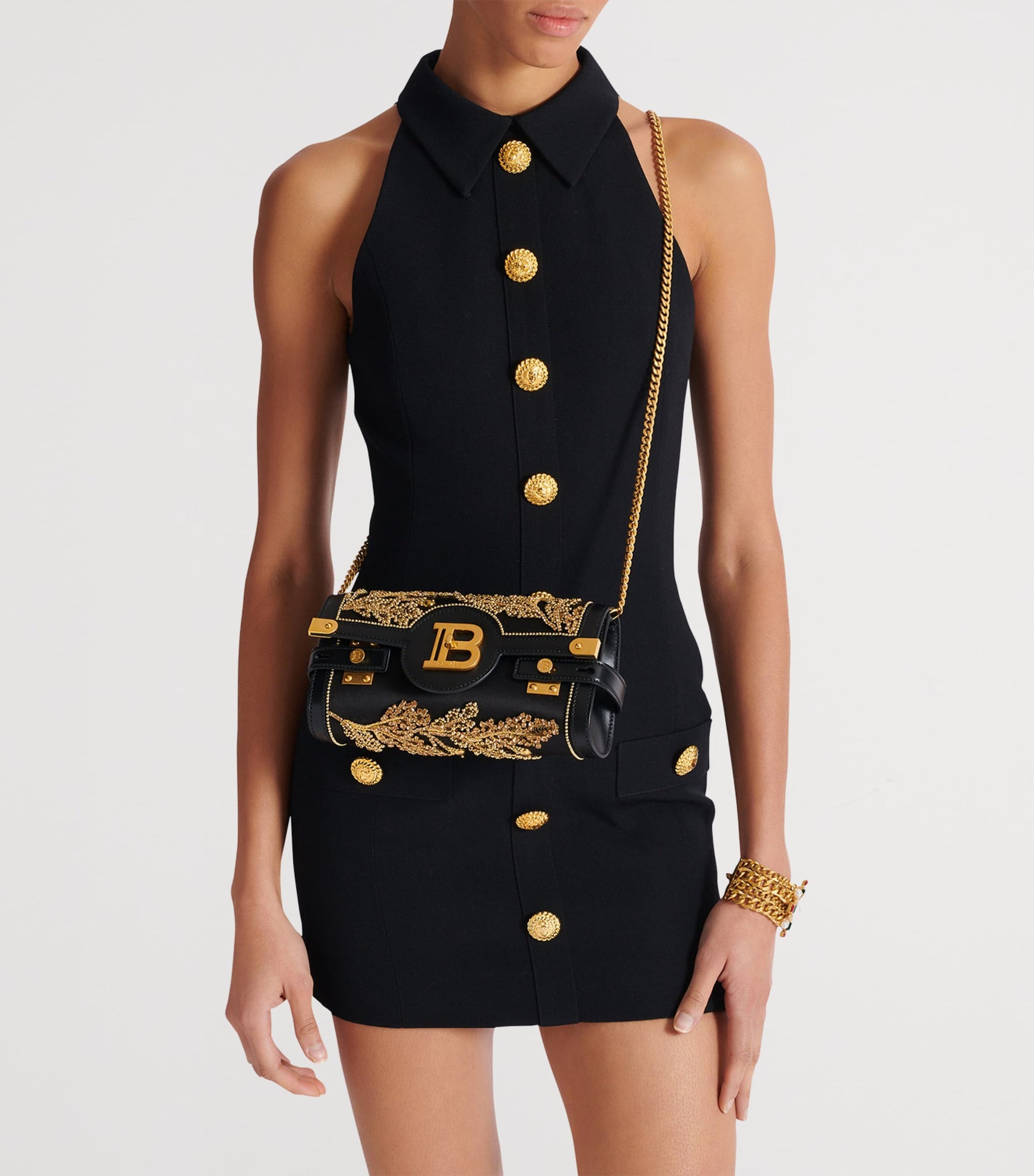 Balmain Black Leather B-Buzz 23 Clutch Bag