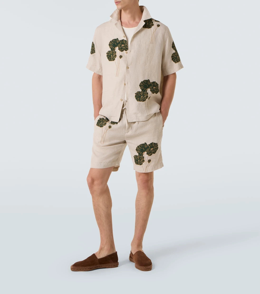 Frescobol Carioca - Roberto floral linen bowling shirt