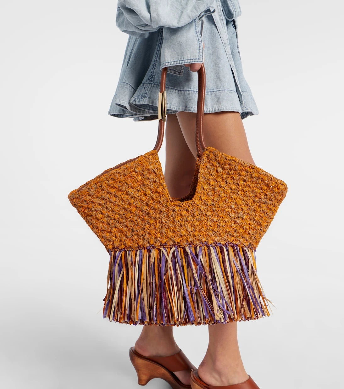 Zimmermann - Goldentime Medium fringed raffia tote bag