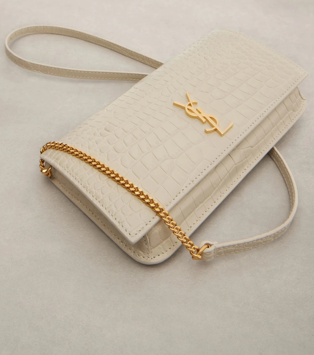 Saint Laurent - Cassandre Mini leather phone pouch