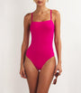 Pink Square-Neck Aquarelle Swimsuit