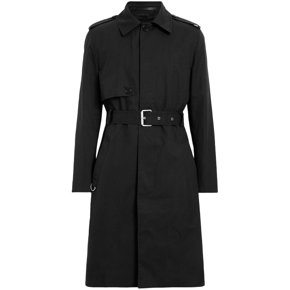 AllSaints Black Cotton-Blend Bastille Trench Coat