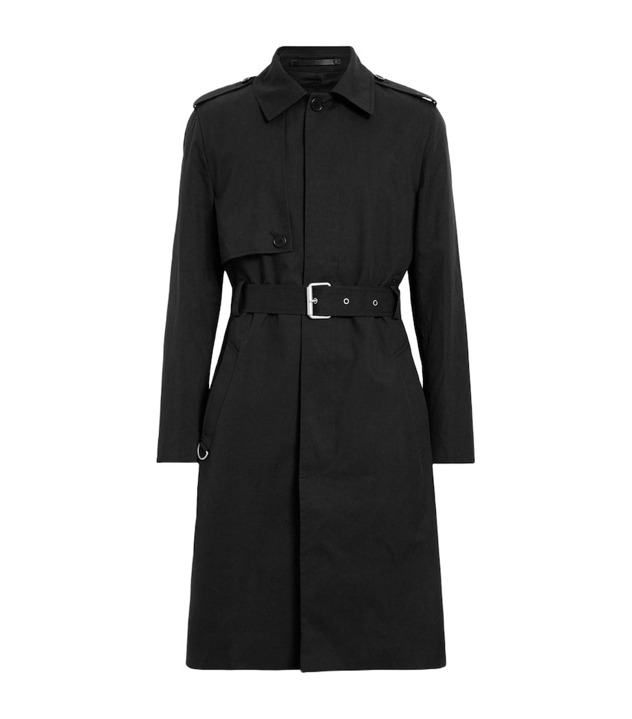 AllSaints Black Cotton-Blend Bastille Trench Coat