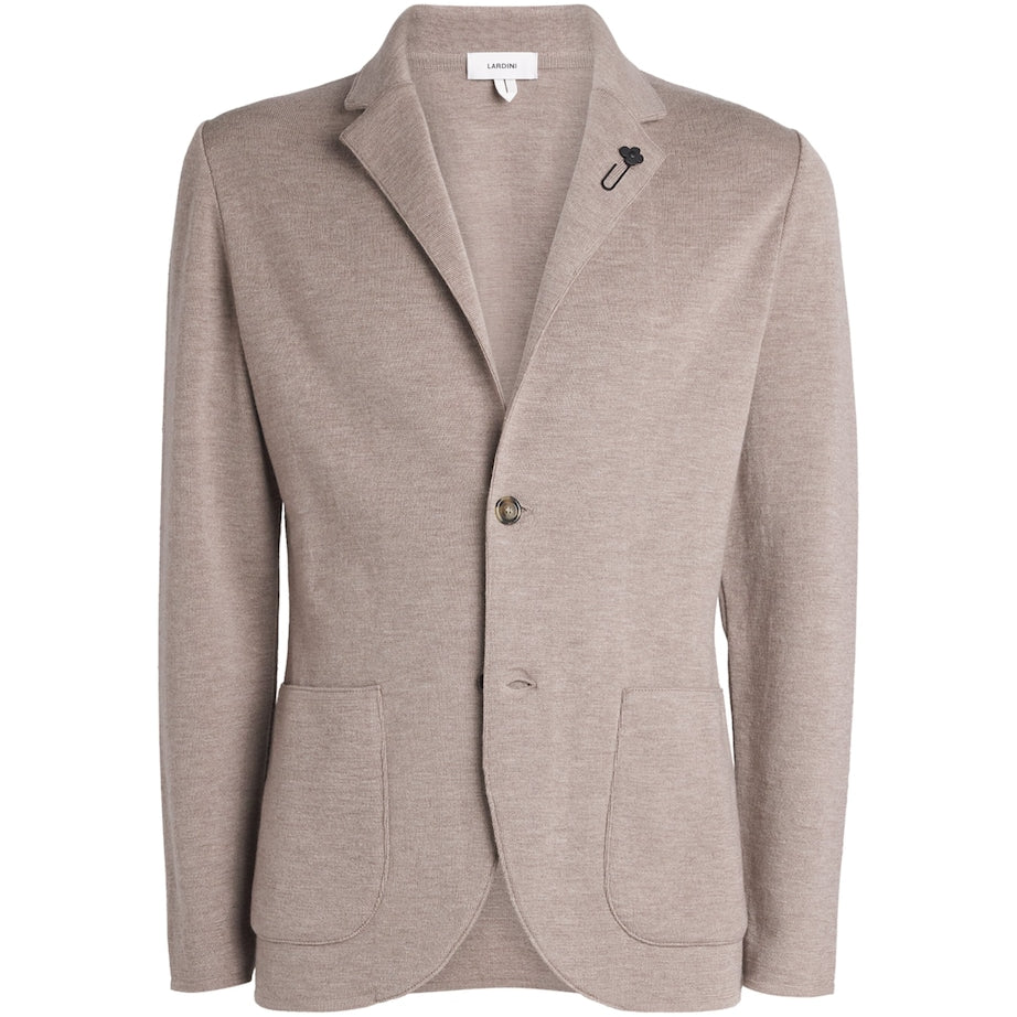 Lardini Beige Virgin Wool Knitted Blazer