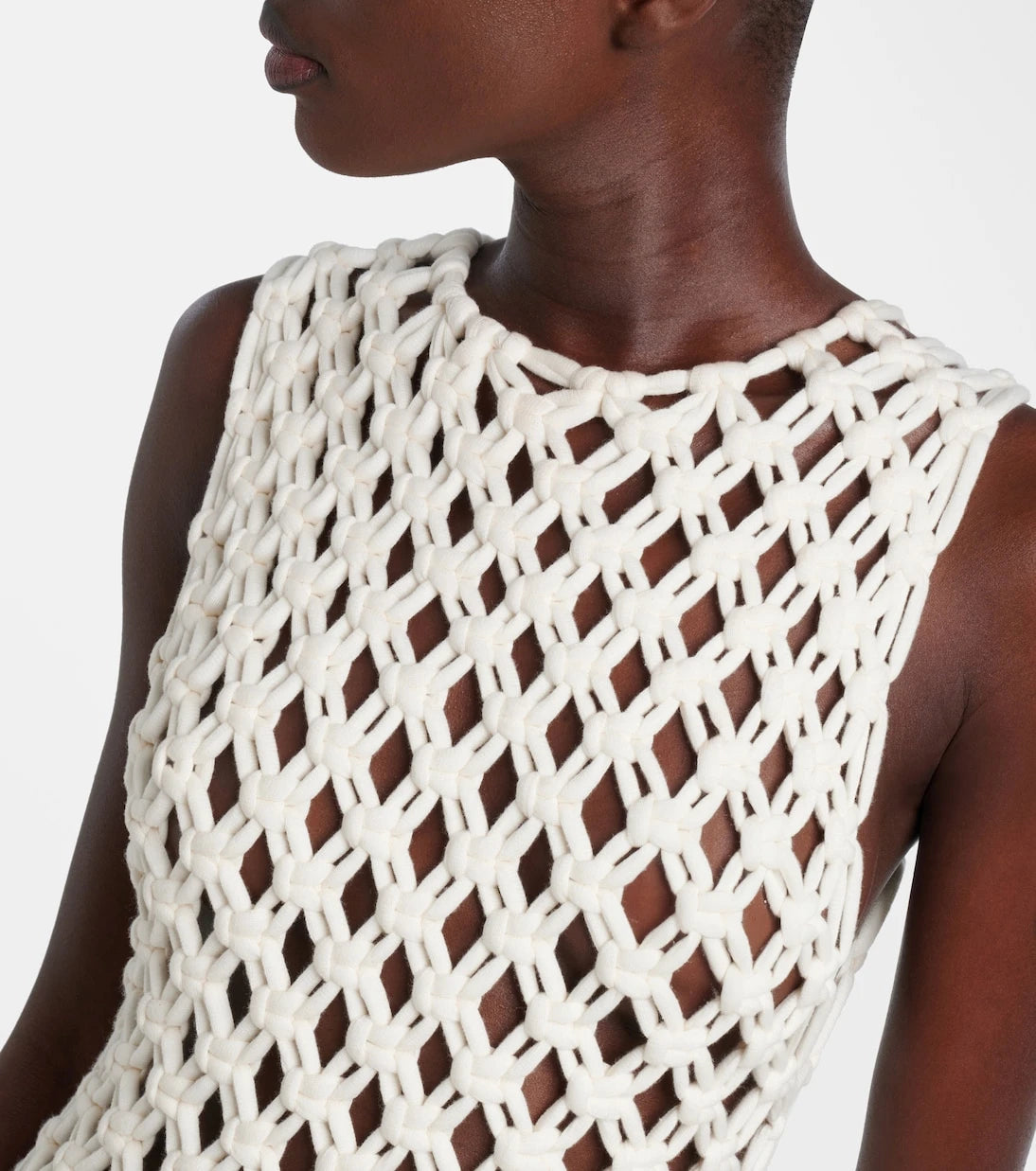 Alaïa - فستان ماكسي من مزيج القطن المحبوك المفتوح