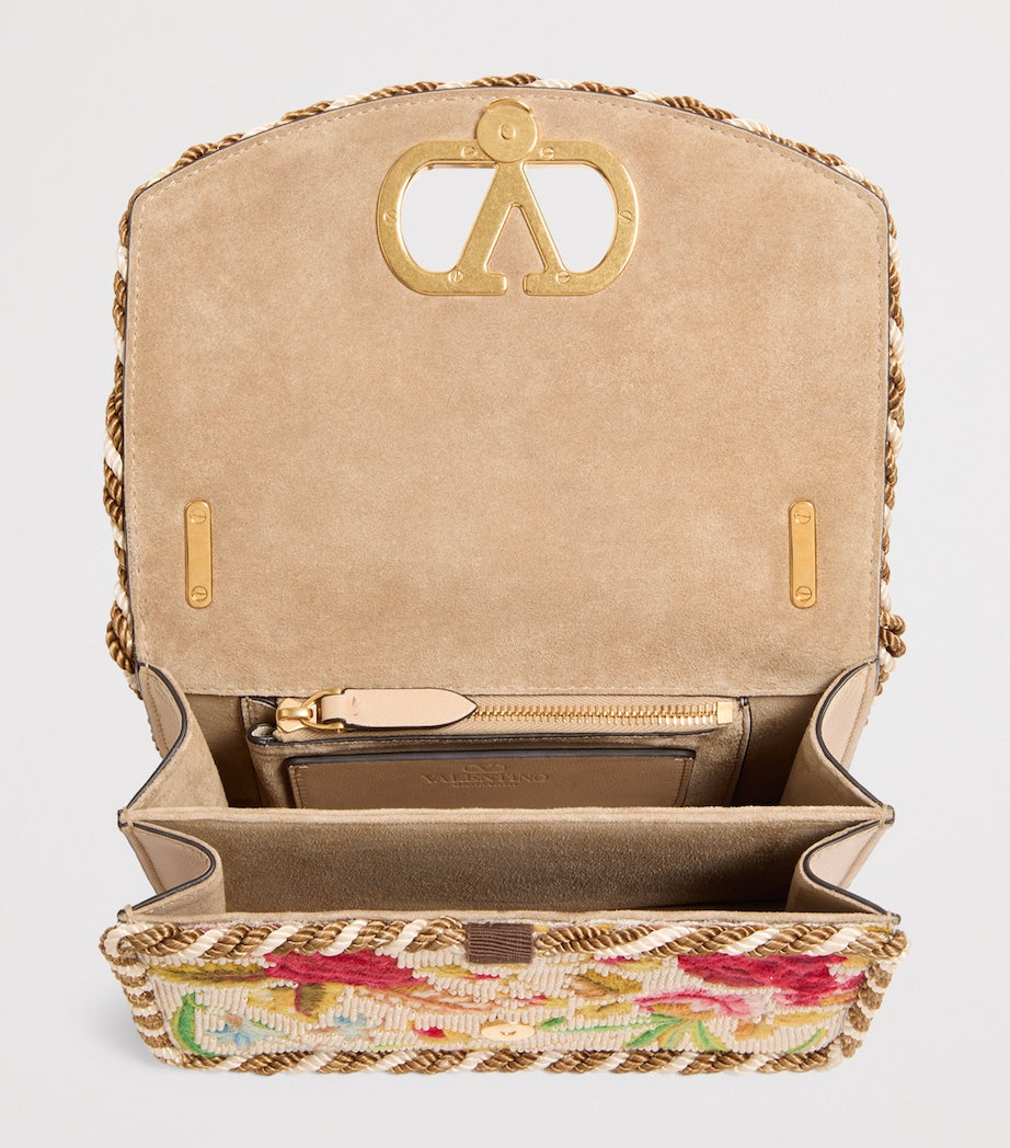 Small Silk Embellished Vain Shoulder Bag