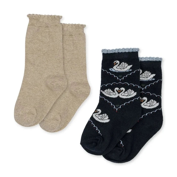 Konges Sløjd чорапи за деца 2 PACK JACQUARD SWAN SOCKS 2 броя