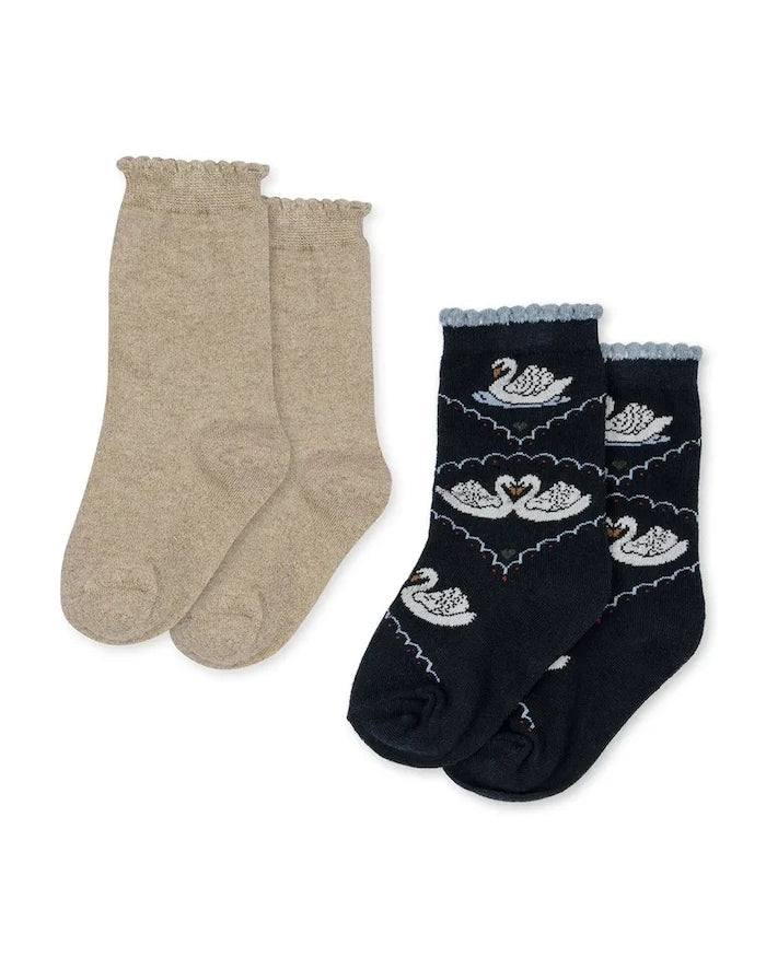 Konges Sløjd çocuk çorapları 2 PACK JACQUARD SWAN SOCKS 2'li