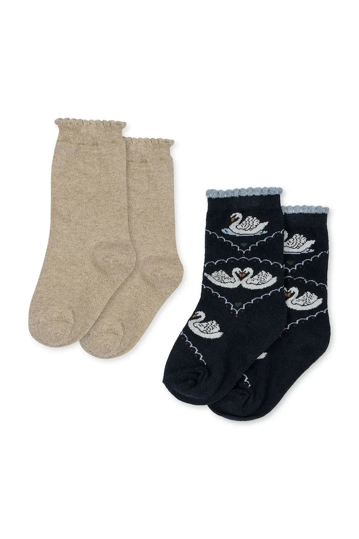 Konges Sløjd чорапи за деца 2 PACK JACQUARD SWAN SOCKS 2 броя
